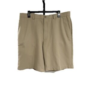 PGA Tour mens wicking dry GOLF shorts stretch tan khaki dress waist 36 EUC A12